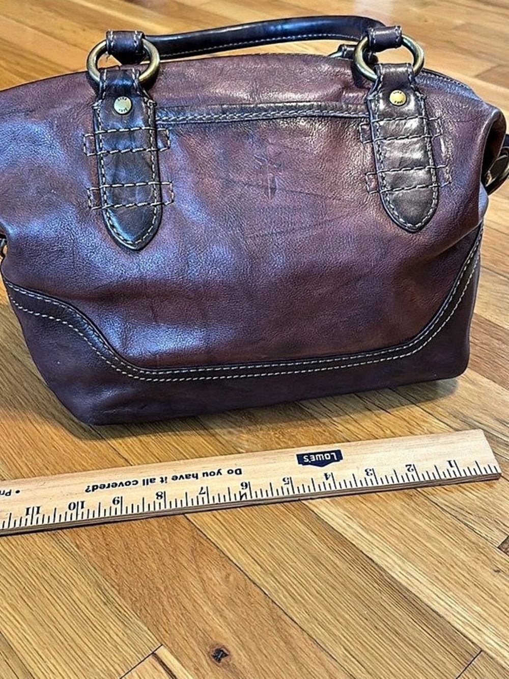 Frye Jane On Campus Satchel Brown Leather Bag